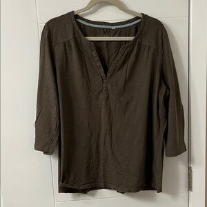 Boden Military Green Cotton Notch 3/4 Tee XL